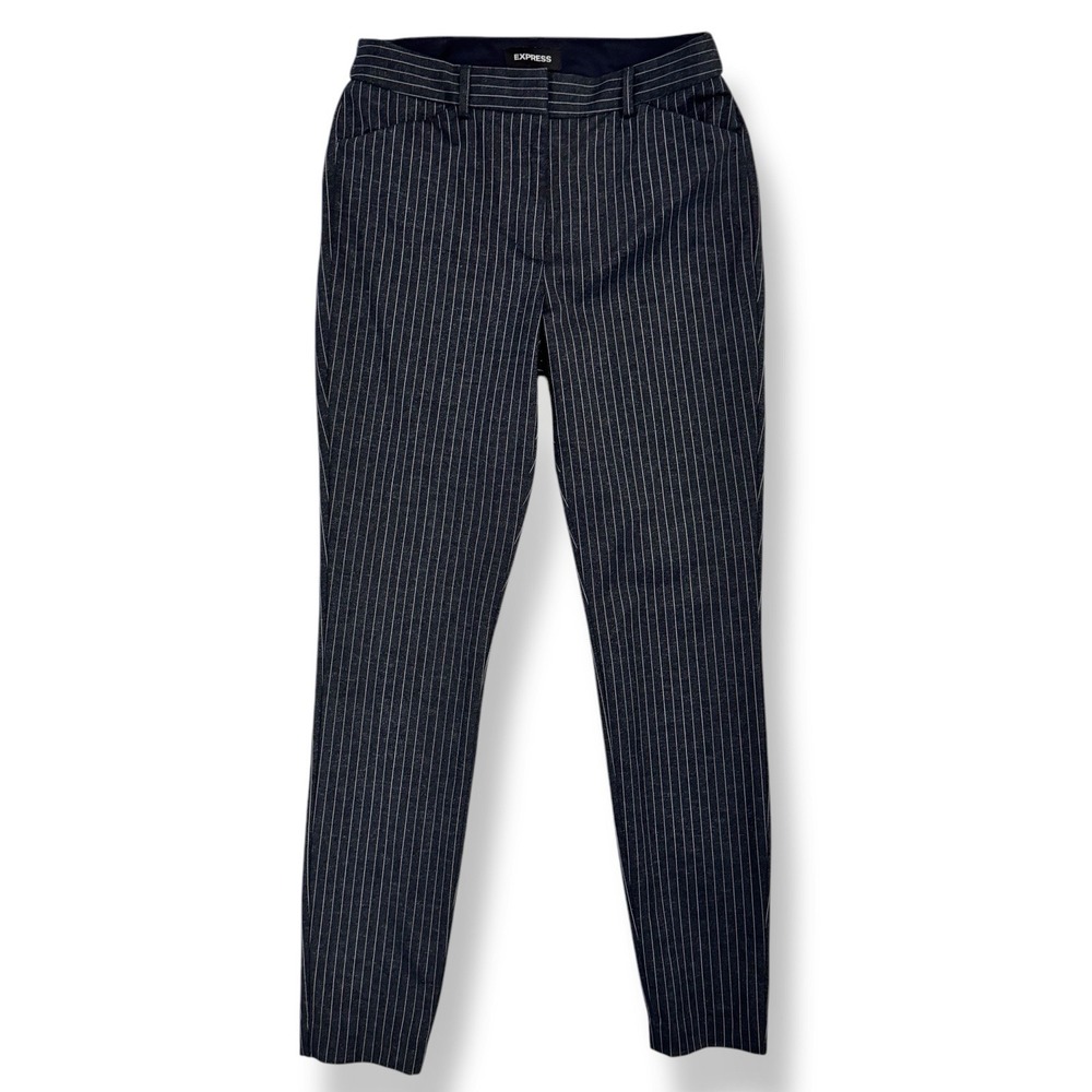 Express Extreme Stretch+ High Rise Skinny Pants Size 4 Blue White Striped Office